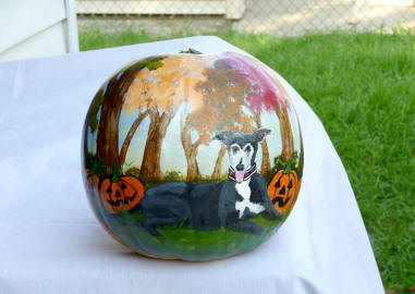 Dog Painted Pumpkin